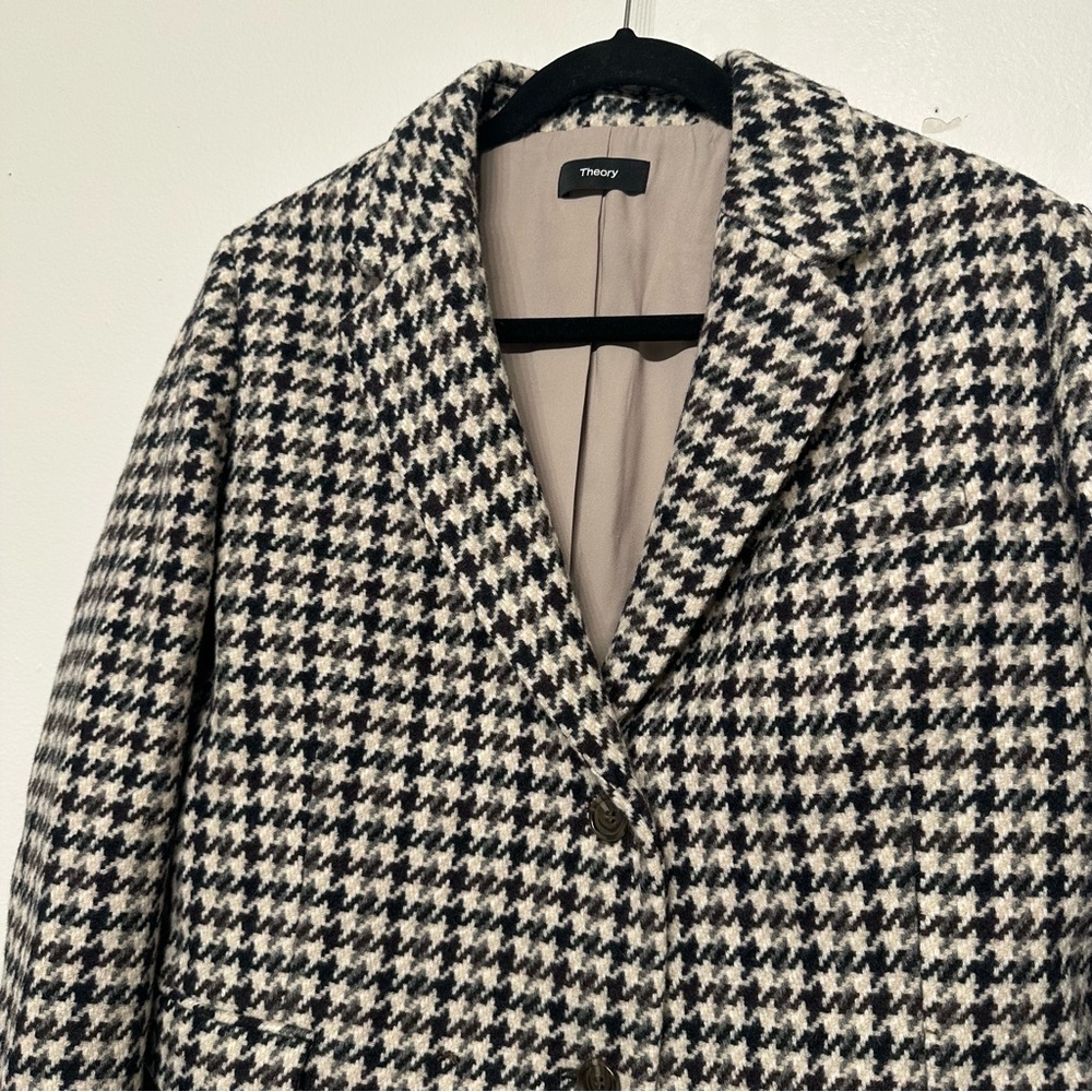 Theory Square Wool Houndstooth Jacket - image 5